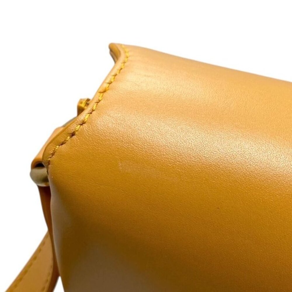 Saint Laurent Shoulder Bag Mayon Satchel Leather Orange Gold Hardware - Picture 8 of 14